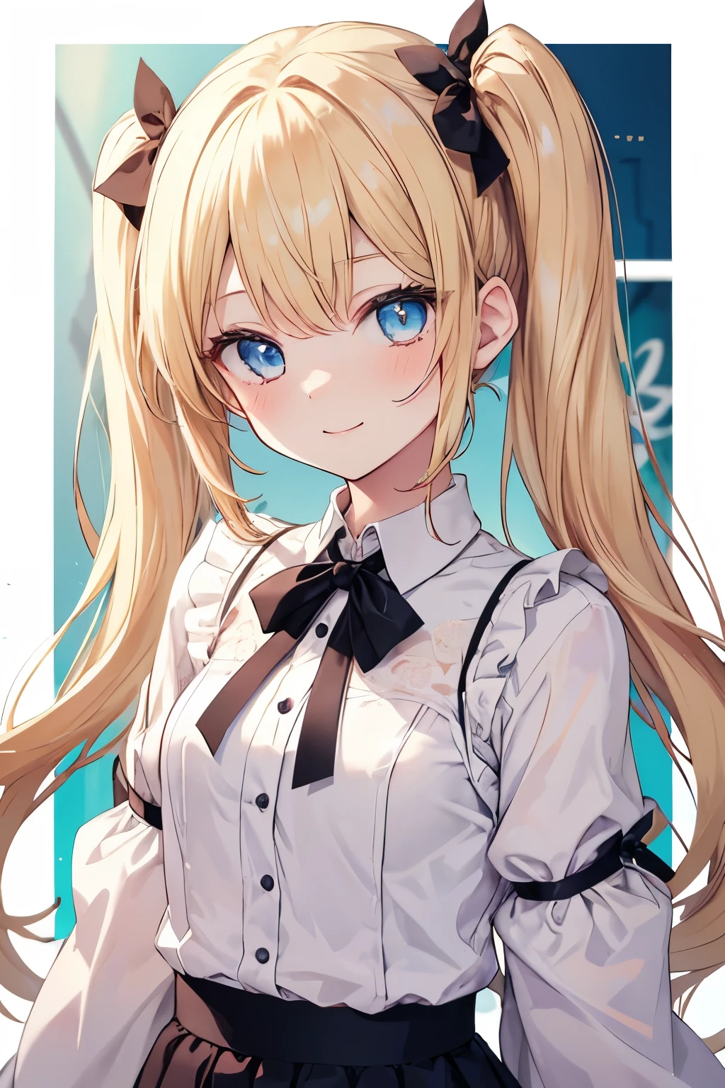 blonde、blue eyes、girl、Small breasts、Twin tails、girl、Small breasts、Bright smile、Looks about 15 years old、Petan Musume、He is short、Angel&#39;s wing、Eye highlights、Show your armpits