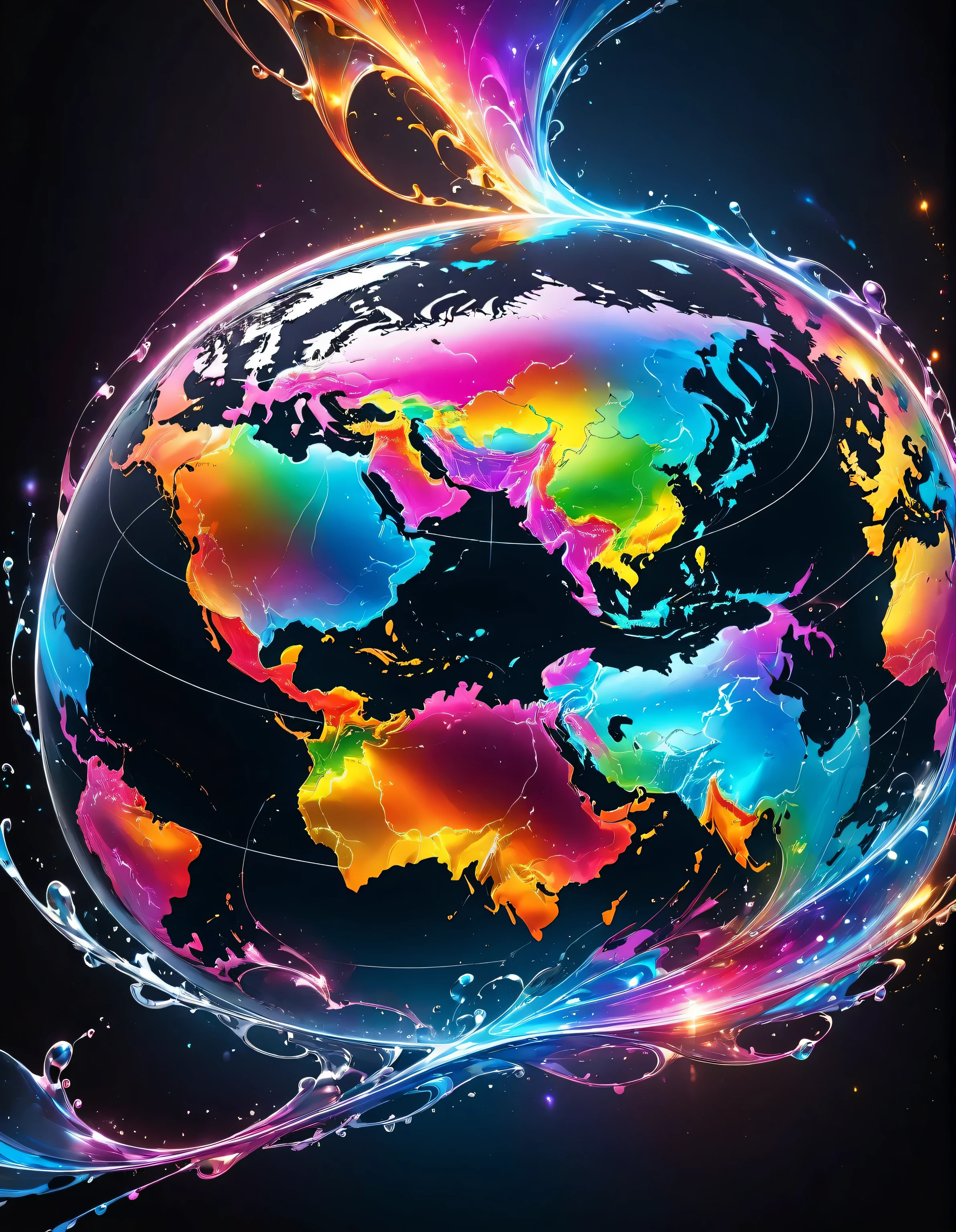 World map drawn with liquid metal isolated on black background,Dark background highlights the beauty of liquid metal,Draw land with silver liquid metal on high-quality black leather,Smooth and beautiful liquid metal,Shining with a faint rainbow color,material,A scene where a magical silver liquid transforms into a map,Smoothness as a liquid,Lust as metal,metallic color,Abstract,fluid,mercury,magic,beautiful like a dream,flash,very flash,colorful,very detailed,intricate details,incredibly absurd,Highest quality,masterpiece,rendering,unreal engine,perfect composition,perfect color balance
