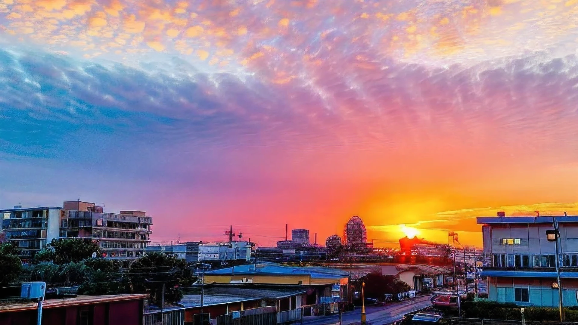 Sunset in the city,A train passes by, Sunset in the city, Colorful sunset!!, Colorful sunset, Colorful Sky, Vivid sky, colorful city, So colorful and heavenly, Beautiful sunrise, Vivid sunrise, Shooting with iPhone 1 3 Pro Max, The most beautiful sunset, Asahi, sunrise over solarpunk city, Creating a bright sky, dawn, Beautiful Morning, Real Sunset