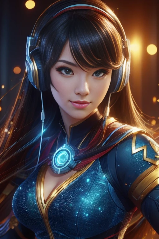 a close up of a girl with headphones on smiling, 8k artgerm bokeh, rossdraws global illumination, league of legends character, stanley artgerm lau, extremely detailed artgerm, style artgerm, ross tran style, ig model | artgerm, rossdraws cartoon vibrant, artgerm lau, trending artgerm