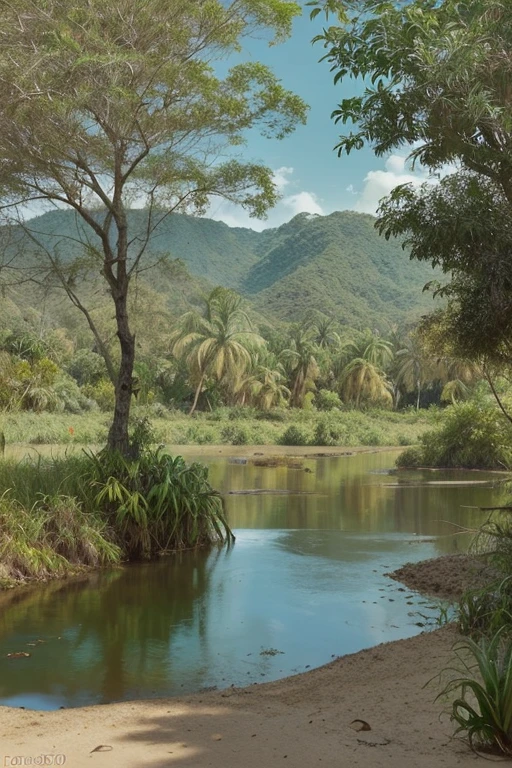paisaje de una selva dibujada con pintura