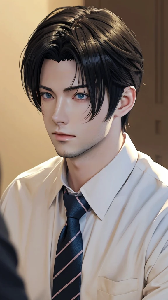 Anime guy in white shirt and tie looking at the camera, Obras de arte al estilo de Guweiz, Anime CG soft art, Pintado en Anime Painter Studio, inspirado por Yanjun Cheng, Makoto Shinkai. Renderizado digital, Hecho con Anime Painter Studio, Estilo realista de anime 3D, Retrato realista kawaii, realismo artstyle, Estilo de realismo de anime, realistic anime artstyle