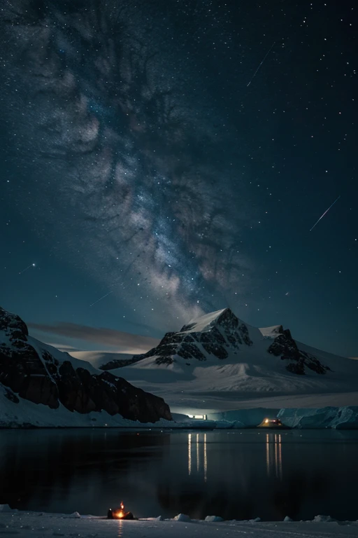 Antarctica at night with stars