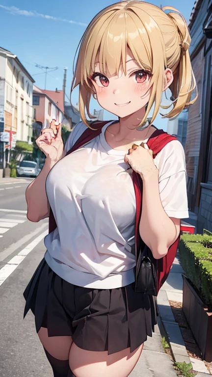 Himiko Toga,Big Breasts,Casual clothes,Smiling expression,Outdoor,Date Spot,Lover's perspective,Blue Eyes,