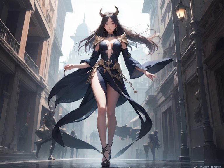 whole body，whole body画像，whole body照片，(high quality), (masterpiece), (detailed), 8K, In the background is the majestic ancient Chinese city gate，Surreal elastic futuristic depiction (1 girl 1.2), high ponytail，Chinese character wearing complex armor. Meticulous details reflect the fusion of tradition and innovation, Create visually stunning and powerful compositions. Popular topics on ArtStation,Upper body shot，Character centered，from below,(((full body))),