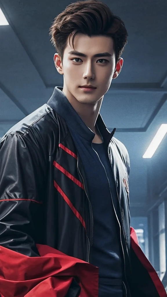 Change dress, cyberpunk handsome boy,do not chang e face, 8k, ultra realistic,
