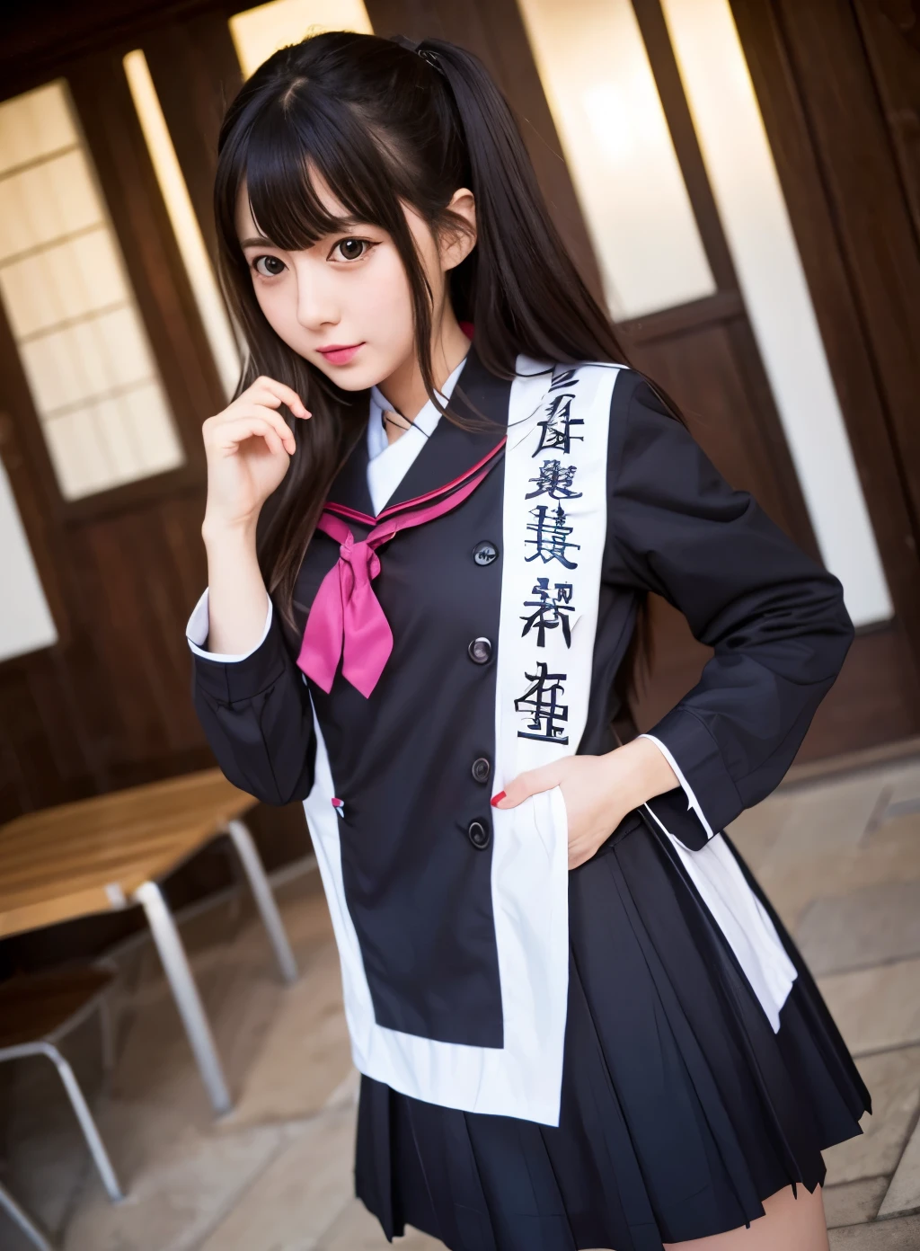 {{masterpiece}}, {highly detailed}, 1girl, serafuku, masturbation