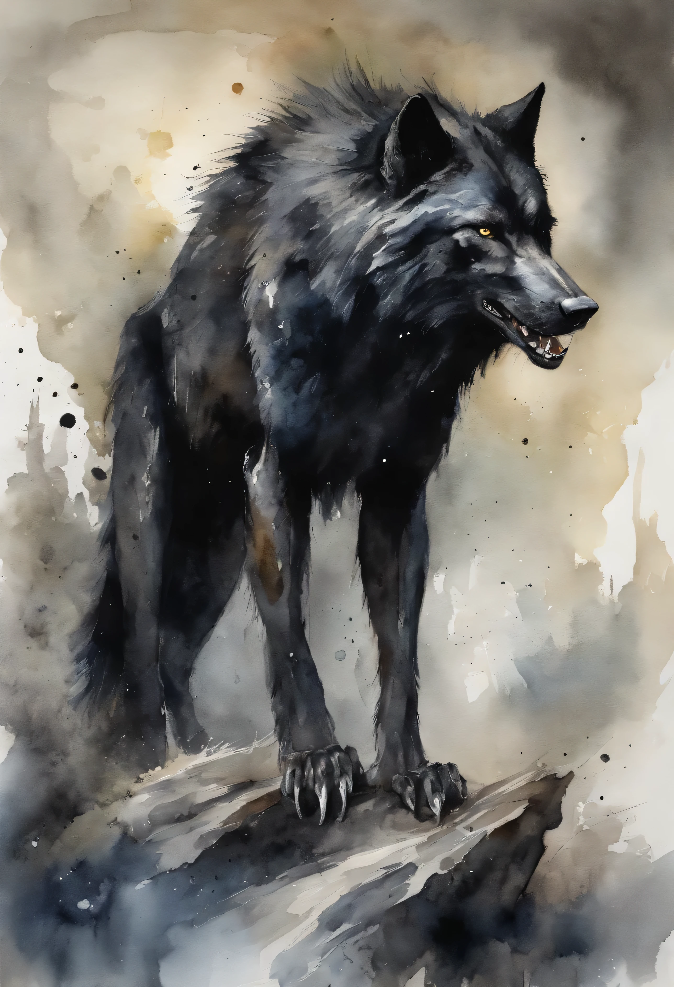 werewolf gigantic black humanoid wolf.