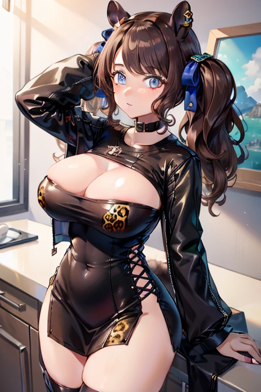 tosen jordan \(umamusume\), leopard pattern tight short dress, big tits