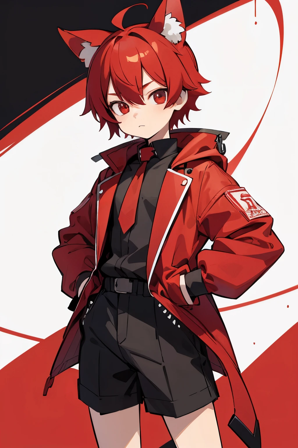 、man、Shota、Red hair、Red Kemonomimi、The color of both eyes is different、Clothes from Another World、Use magic