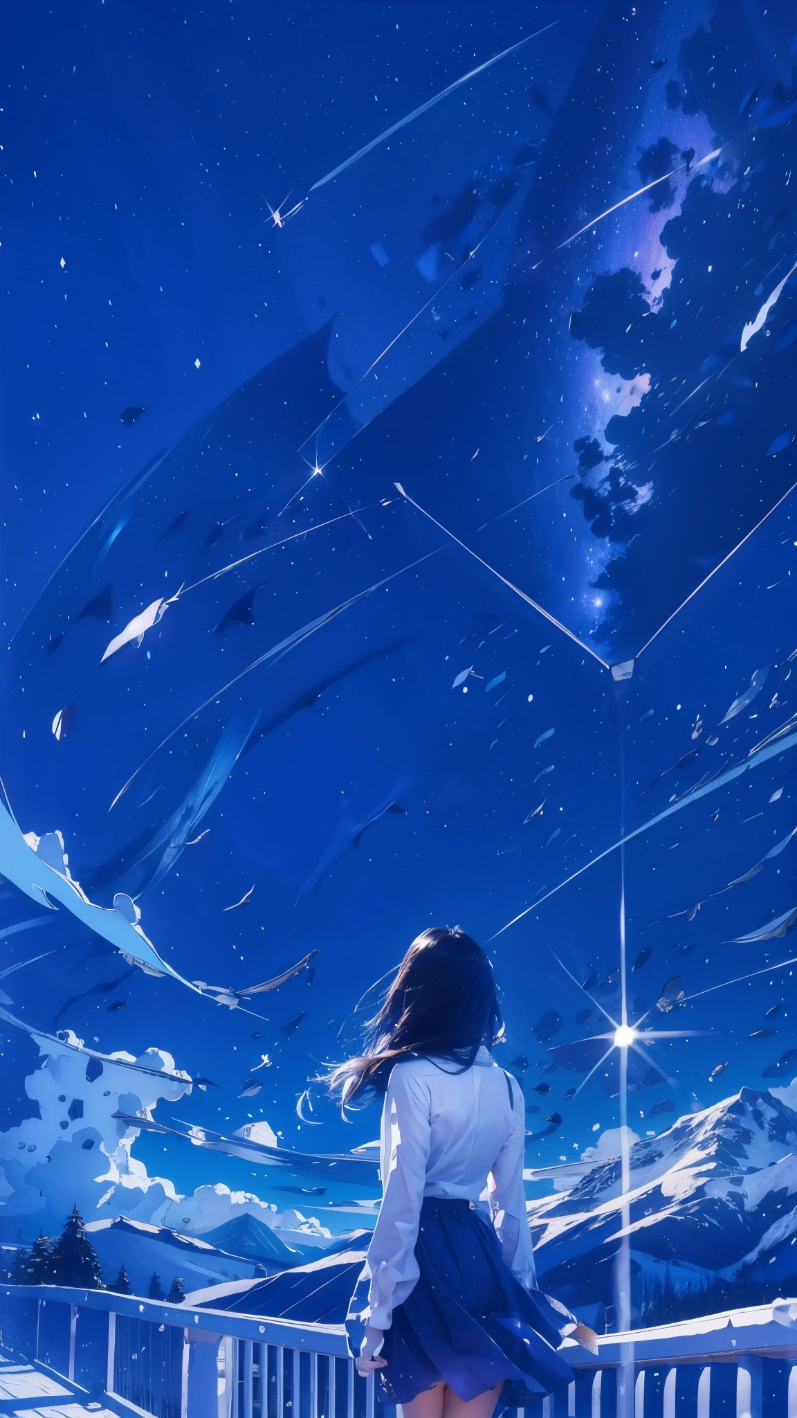 A girl looks back and sees a shining star