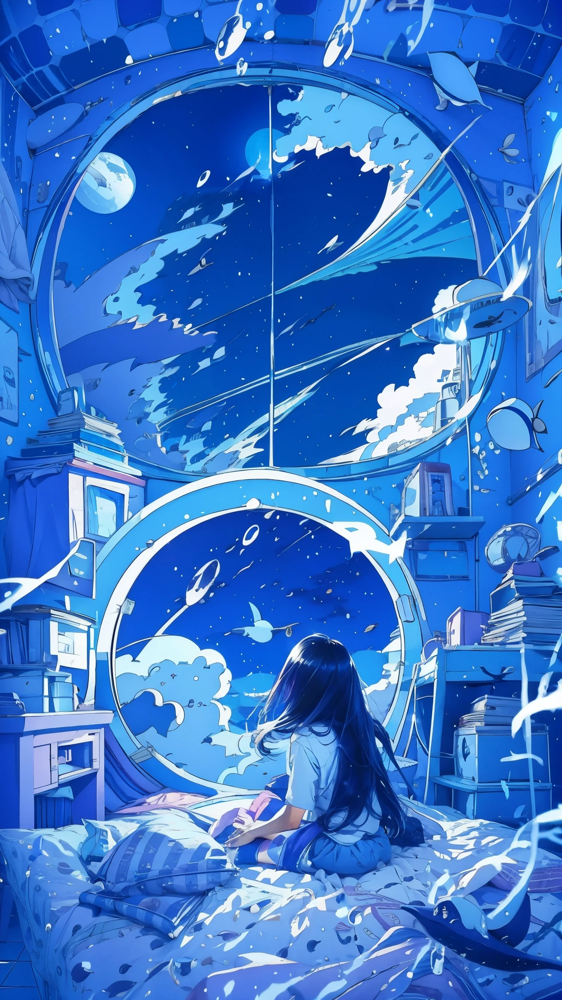 A girl looking at the mysterious universe