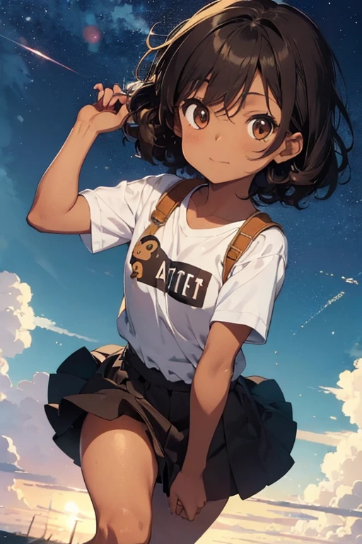 /(Boy),(anime),(dark brown skin color),(brown eyes),(child),(Brazilian nationality),(),(short curly hair Brazilian style)