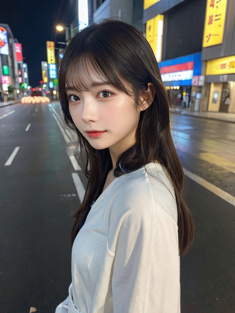 (highest quality,masterpiece:1.3,超A high resolution,),(Ultra-detailed,Caustics),(Photorealistic:1.4,RAW shooting,)Ultra-Realistic Capture,Very detailed,High resolution 16K for human skin、 Natural skin texture、、The skin looks healthy、The color is also uniform.,One Woman,Japanese,,cute,,(Depth of written boundary、chromatic aberration、)、、(、Night time、Night view of Odaiba),dress