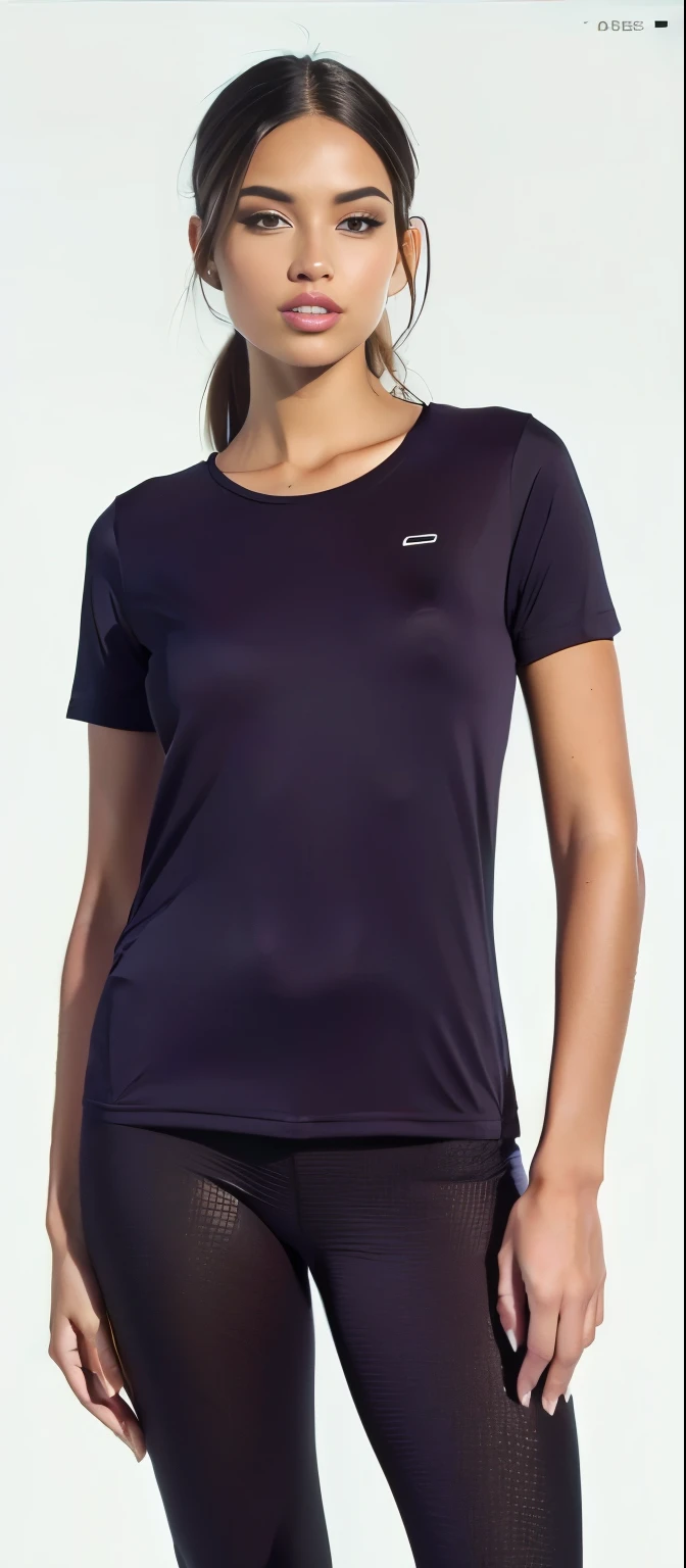 a woman in a top roxo and leggings smiles, violet coloured Camiseta, vestindo camiseta roxa, top roxo, roupas roxas escuras, roupas roxas, roupa roxa, Roupas roxas e pretas, camiseta, Manga curta, camiseta, Camiseta, regata apertada violeta, Visible upper body, camisa apertada, pele roxa escura, com ombreiras