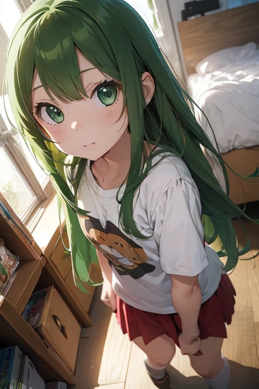/(girl1),(anime),(White skin color),(Green eyes),(),(8 yearsng green hair)