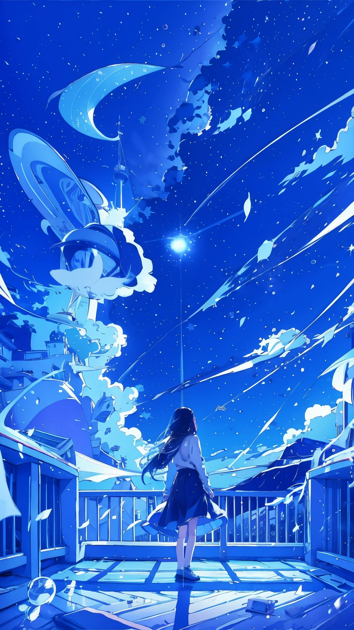 Girl gazing at the shining star