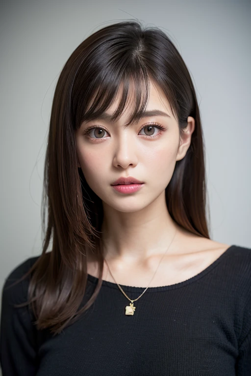 ((maSutepiece,highest quality)), (photographrealiStic:1.4),((maSutepiece,8k))、White wall、(White Room)、((Full body photo))、Shot in natural light、Highly detailed face and Skin texture、highly detailed lipS、correct State of the human body、Super high reSolution、(Photorealistic:1.4)、highest quality, 1. Beautiful Women, 26yearS old, S, 150mm lenS、No sleeve、(Dark brown medium Shorthair)、JapaneSe woman、(Long black hair)、VerSatile poSeS、Looking into the camera、Natural color lip、Winter clotheS、 necklace、indoor、((slender))、((Mayu Hotta))