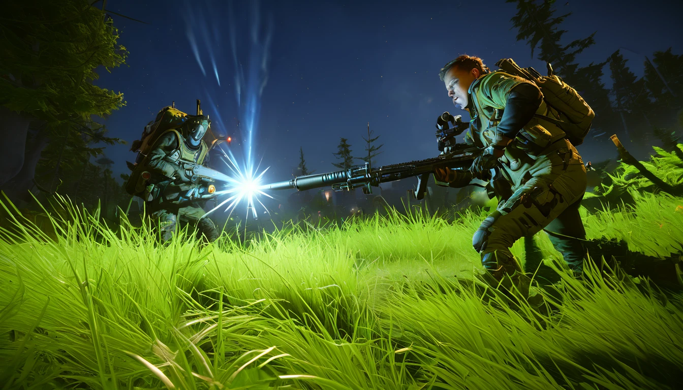 (8k, RAW photo, best quality, mastery:1.3),(realistic,photo-realistic:1.37),xenowerk game, the situation is firing all unknown creatures, 