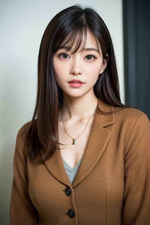 ((maSutepiece,highest quality)), (photographrealiStic:1.4),((maSutepiece,8k))、White wall、(White Room)、((Full body photo))、Shot in natural light、Highly detailed face and Skin texture、highly detailed lipS、correct State of the human body、Super high reSolution、(Photorealistic:1.4)、highest quality, 1. Beautiful Women, 26yearS old, S, 150mm lenS、No sleeve、(Dark brown medium Shorthair)、JapaneSe woman、(Long black hair)、VerSatile poSeS、Looking into the camera、Natural color lip、Winter clotheS、 necklace、indoor、((slender))、((Similar to Mayu Hotta))