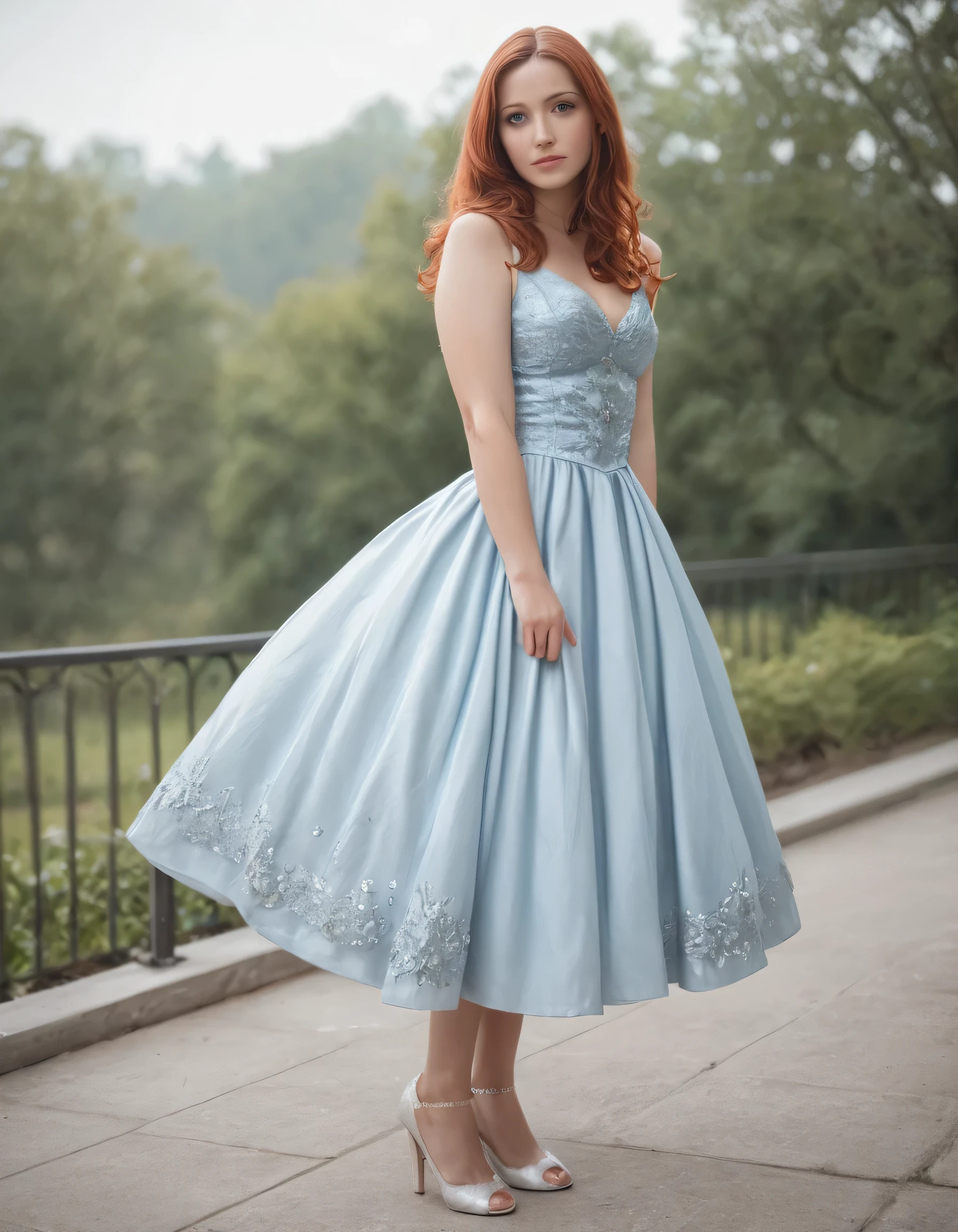 score_7, score_8, score_9,, BREAK, source_real, raw, photo, photography, A (((subtly diffused and ethereal))) vintage photograph representing a woman with luxuriant, long auburn hair wearing a delicate (((light blue silk dress))), accented by the (((subtle interplay of pale pink)) drapery) softly falling around her in a (dreamlike backdrop)
