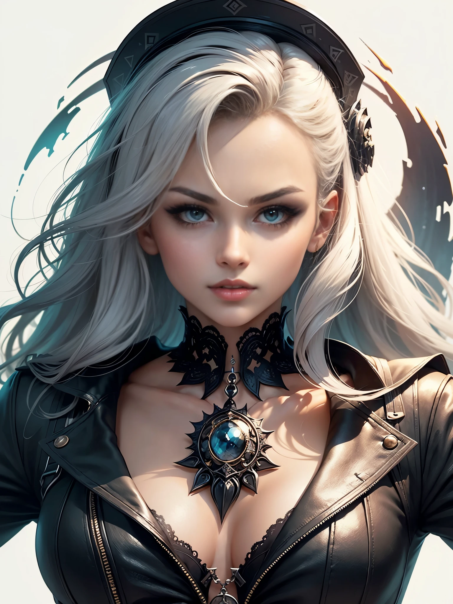 Create an extravagant portrayal of a man in Gothic style, emphasizing the "man" theme. The design should feature Gothic elements such as lace, ribbons, and Victorian details, showcasing an elegant and intricate style. Utilize a color palette of black, white, and pastel tones to capture the unique Gothic aesthetic. The design must be eye-catching, with the man centered in the image against a white background. She should fit well within the space, ensuring she does not touch the edges of the canvas. No text should be included in the image.
