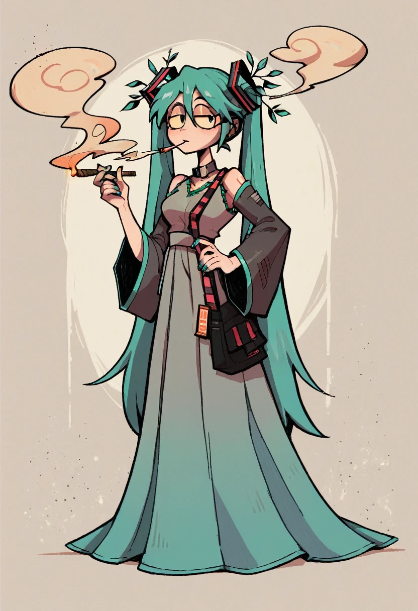 score_9, score_8_up, score_7_up, high hippie hatsune miku, smoking weed