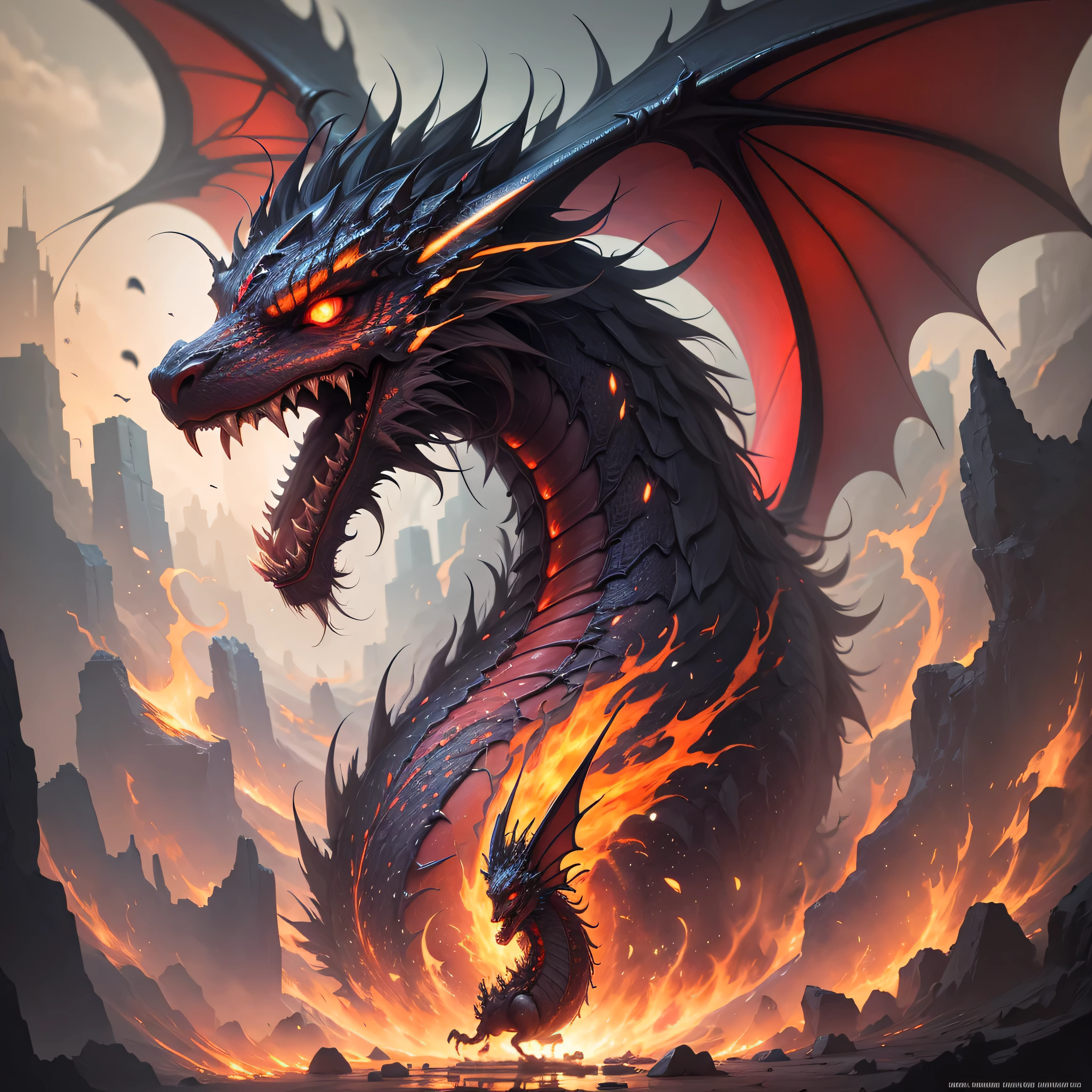 Vibrant Multi colorful red Chinese dragon, Particles, Nebulae, intricate detail, perfect composition, masterpiece, oil on canvas, intricate artwork masterpiece, ominous, matte painting movie poster, golden rati
