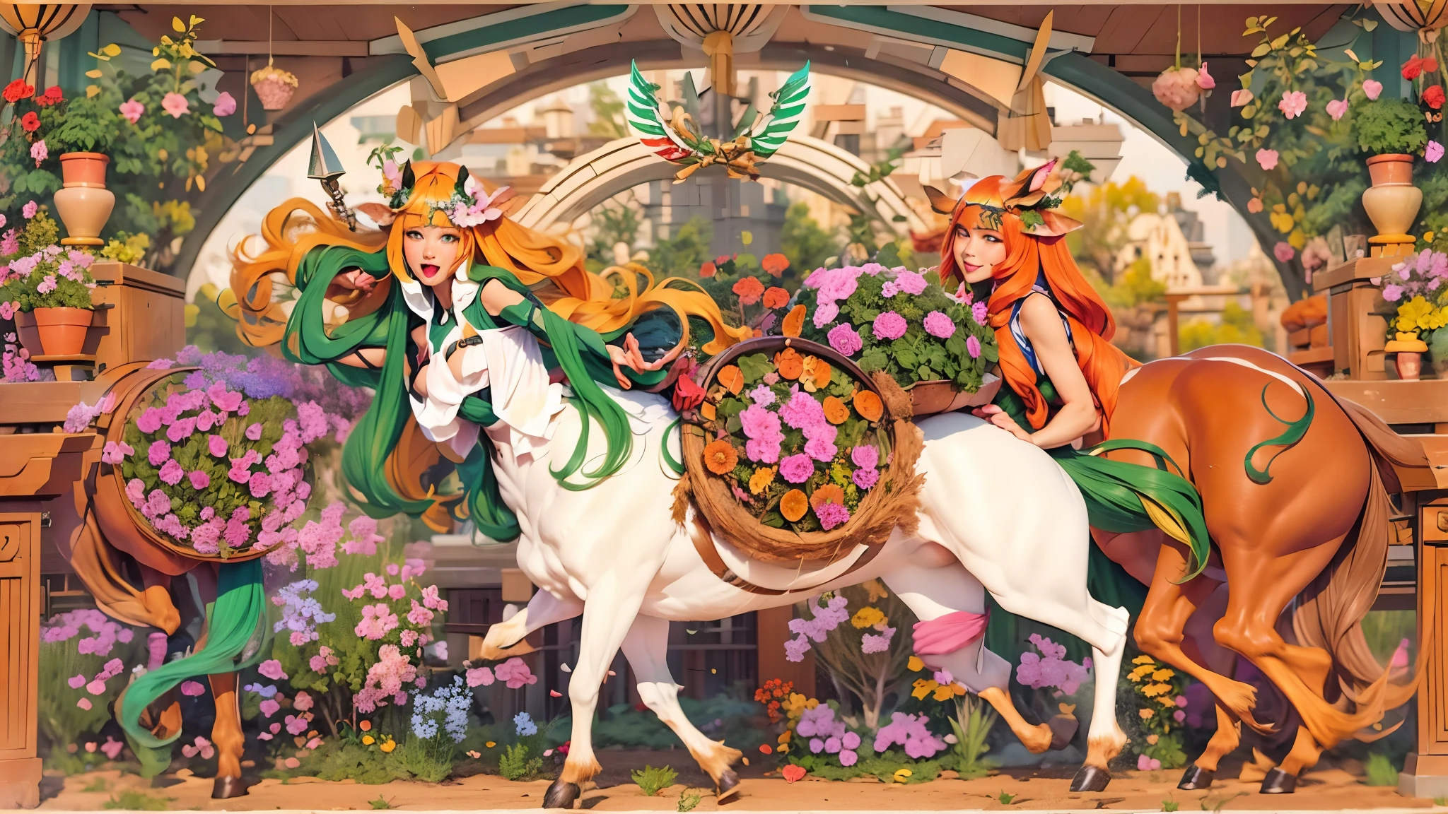 In the beautiful illustration of this super-grand scene，The ultra-distant lens shows us（More than eight distinctive and beautiful Centaur characters：2.7），Their personality、Distinctive and vivid features。from（A radiant, angelic, snow-white centaur from heaven：1.1），arrive（Nightmare-like fiery red centaur surrounded by flames：1.1）、再arrive（Green Centaur, the wind fairy dancing in the air：1.1）、再arrive有（One-horned blue centaur surrounded by lightning：1.1），arrive（A mechanical-style mecha Centaur shining with metallic light：1.1）、再arrive（A powerful dragon-shaped centaur wearing colorful dragon scale leather：1.1）、再arrive（A slender elven centaur that is graceful and agile：1.1）Gracefully wears a flower crown、arrive（Enchanting and charming Tiflin centaurs：1.1）、再arrive（A succubus centaur with an indescribably sexy feeling：1.1）。Each Centaur character fully demonstrates his unique style。The illustration uses advanced artistic techniques and tools，Use nesting、Weaving、Splicing、perspective、interlude、Montage and other artistic techniques，Divide the scene into sections by geometric arrangement，Each part corresponds to a role，from而更有效地利用了空间，Make eight centaurs exist in one picture at the same time，（The style tends to be grotesque、Hayao Miyazaki、Aesthetic、indescribable：3.3）。Through Midjourney's advanced brush tools、Color palette、Material packs和模型包、Texture tools，For each centaur, beautiful props are designed to increase racial characteristics、Clothing and physical features，Enhances the character's personality and visual appeal，（Stunning landscapes in illustrations，There are changing skies、rainbow、aurora、Stars and Moon，Incorporating iconic landmarks such as Mount Everest，and fireworks、Tranquil Lake、Natural and urban elements of waves and neon lights，Creates a magical atmosphere：1.5），Centaurs demonstrate their unique abilities and equipment in a variety of environments，This is true even in extreme alien landscapes。Use Midjourney's tools、Material packs、Texture tools、The color palette makes depicting details vivid and realistic，from复杂的发型和以及不同的种族特质、Body、Appearance features、服装arrive真实的纹理，Greatly improved the realism of the Centaurs and their surroundings，The fusion of multiple art styles adds dynamism to the character&#39;s movement at all angles，The overall visual experience is further enriched。The final illustration was described as a "masterpiece"，It has the characteristics of "best quality" and "realistic"，The details put into the creative process are shown、Level of creativity and craftsmanship。 hdr，（Reality，Masterpiece quality，Best quality）