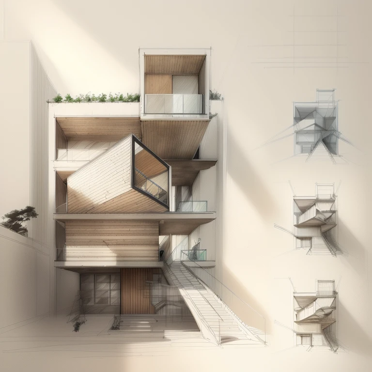 Sketch of a building with stairs and stairs leading to it, architectural drawing, architectural concept, architecture design, by João Artur da Silva, architectural drawing, Architecture concepts, Architectural sketches, architectural concepts, By Felix Arauz, Architectural Illustration, Maximilian Selcea, Architectural design, housing architecture, Conceptual, by Germán Londoño