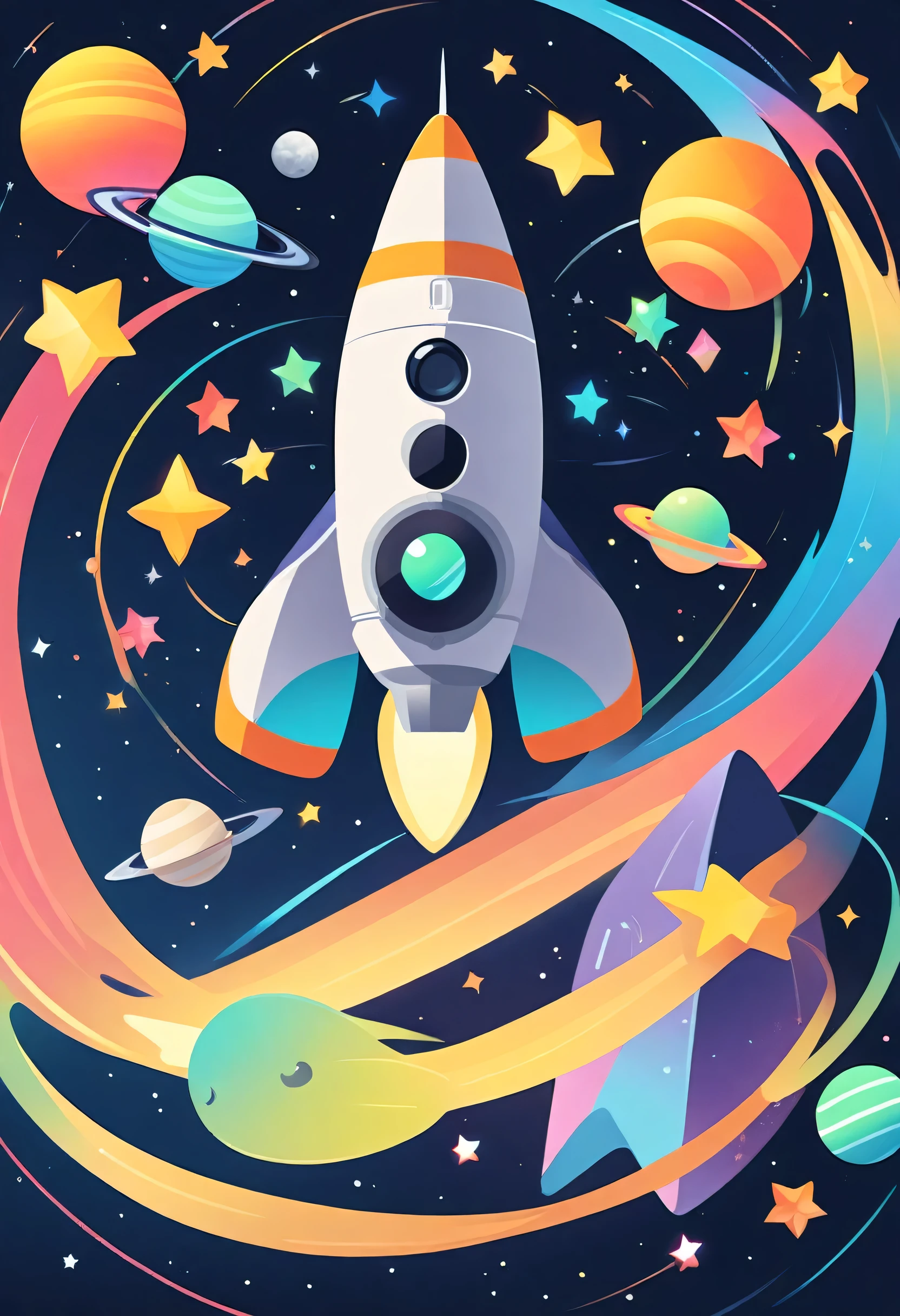 Vector illustration:vector illustration,Buzz Lightyear traveling through space,POP outer space background,rocket,stars and planets,cartoon,Highest quality,masterpiece, Adobe Illustrator,draw with thick lines,,cute,pop,,Cast colorful spells,Nice background image,masterpiece,The best masterpiece,Light and shadow,Draw carefully,,Bright colors,Fantasy,,rendering,Magical Elements,BREAK,Buzz Lightyear