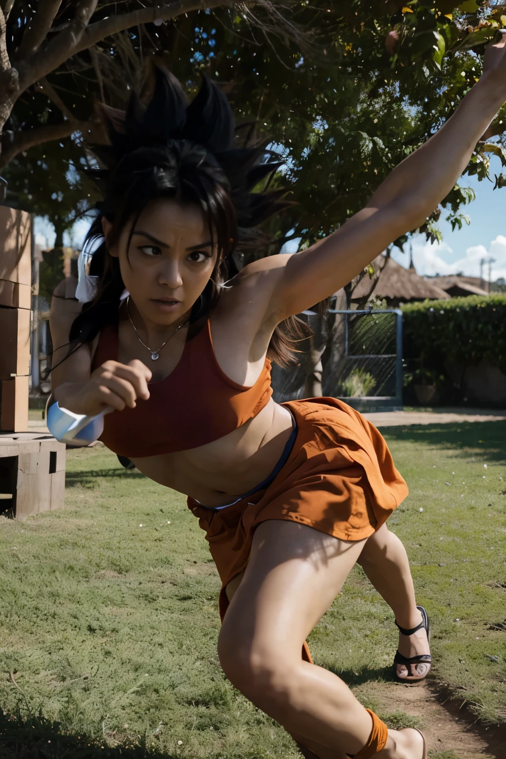 Goku lutando contra brouly ao som de link park
