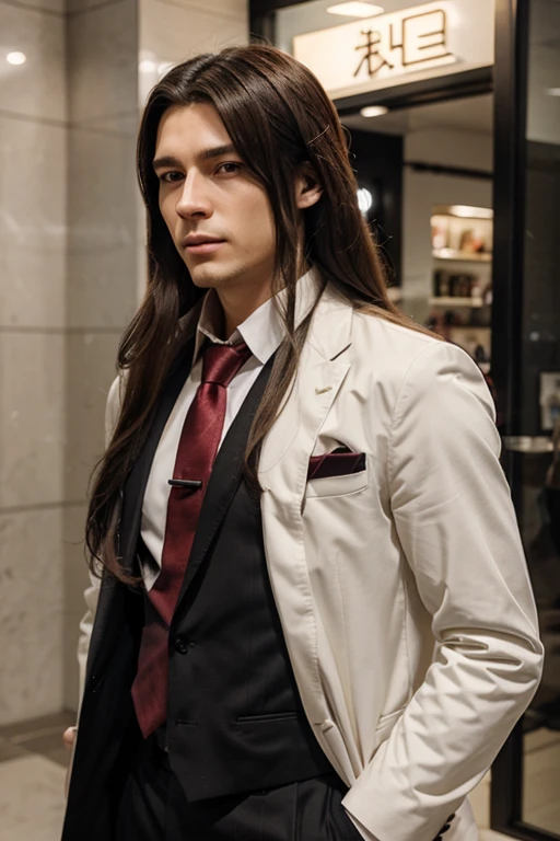Anime-style male character with long hair but who does not appear to be feminine