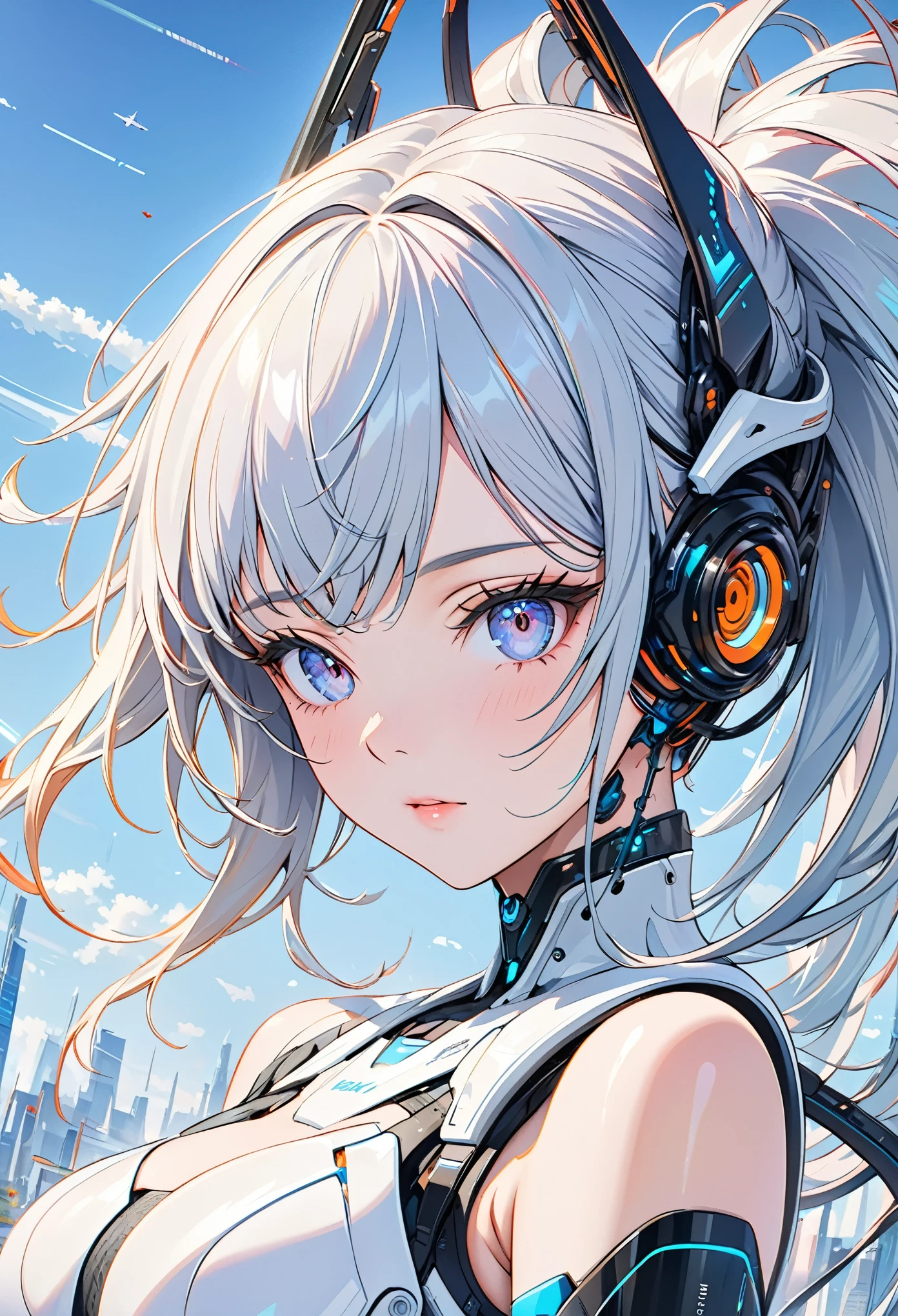 A beautiful futuristic cybernetic girl，There are neural networks in your hair, Futurism, Ultra HD, Super Detail, best quality, 8K  