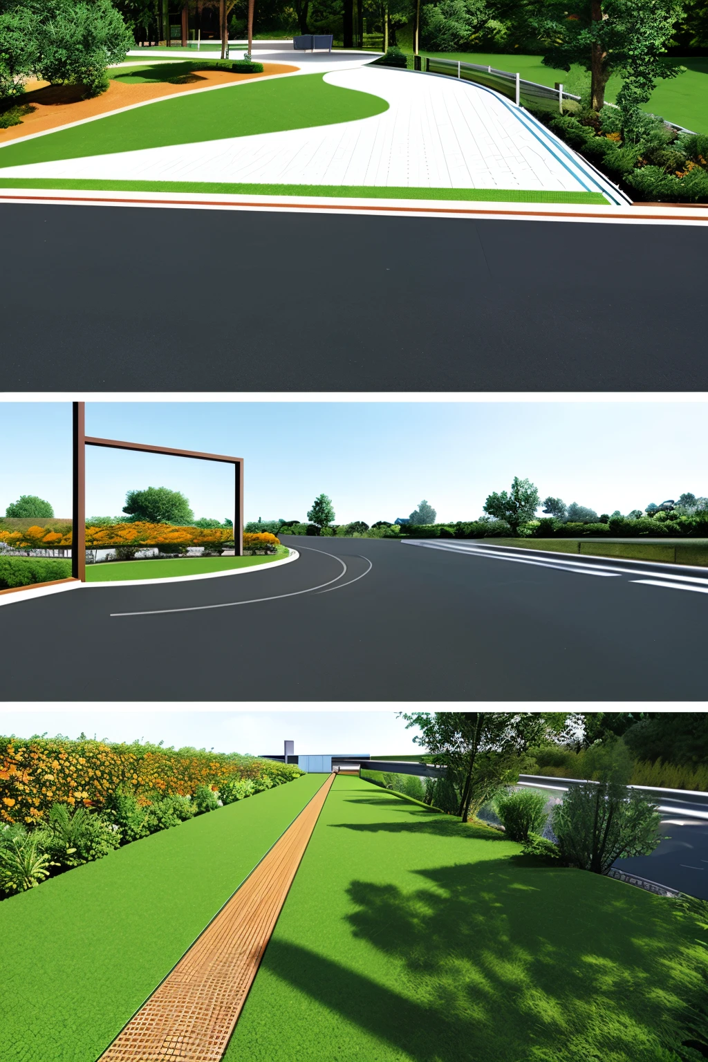 Detailed Design Proposal: Eco-Friendly Pavement Solution for Internal Roads and Pedestrian Walkways
The proposed design features the advanced ecodeck system, providing an eco-friendly solution for internal roads and walkways, characterized by its intricate texture and patterns. The plan, rendered in high resolution, is a masterpiece of urban planning, capturing the essence of modernity and sustainability. The design boasts a realism rating of 1.4, emulating the natural look of concrete while maintaining the benefits of ecodeck.
The sketch exhibits the ecodeck system's unique features, such as its resistance to cracking, weathering, and fading. The