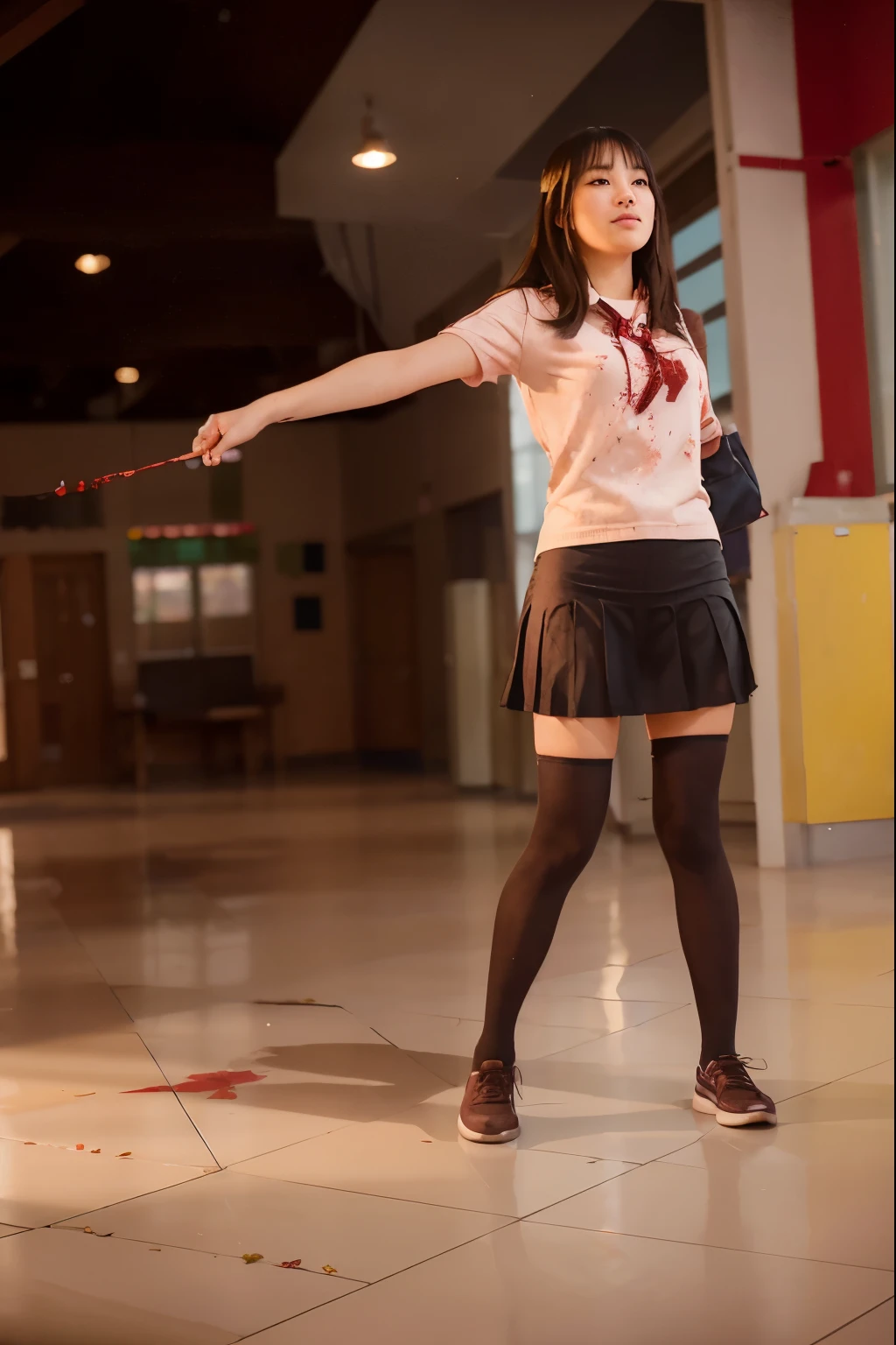 (Best quality, 8k, 32k, Masterpiece, UHD:1.2) "Imagine a picturesque Japanese high school setting inspired by romantic anime. Describe a sprawling campus nestled amid cherry blossom trees, their pink petals gently falling and carpeting the ground in a soft, pastel blanket. The school buildings are a blend of traditional and modern architecture, with large windows that allow natural light to flood the hallways and classrooms.
The central building is a multi-story structure with a grand entrance, featuring polished wooden floors and well-maintained hallways adorned with student artwork and motivational posters. Classrooms are bright and airy, with sliding doors that open to scenic views of the blossoming trees and the meticulously kept school gardens.
The school courtyard is a favorite gathering spot for students, with benches placed under the cherry blossoms, providing a perfect setting for heartfelt conversations and budding romances. Nearby, a koi pond adds to the serene atmosphere, its clear waters reflecting the beauty of the surrounding flora.
Describe the interactions between students, highlighting moments of shy glances, secret notes, and accidental touches that spark romantic feelings. The rooftop of the school is another iconic location, offering breathtaking views of the city and the distant mountains. It’s a private retreat where students often go to reflect, share confessions, and watch the sunset together.
Include scenes in the school’s library, a quiet and intimate space filled with rows of books and cozy reading nooks. Here, students find solace in the written word and often discover unexpected connections with their peers over shared interests. ((school)), ((romance)), ((blood)), ((bloodstained)), ((Yandere))