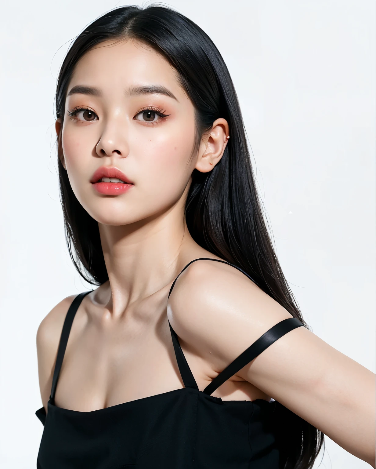 Close up of woman with long black hair wearing black dress, blackpink jennie, Lee, Ji - Eun, Lee, Ji - Eun, Heonhwa Choi, common ratio, jimin park, Minjeong Shin, Beautiful Korean Woman, Quack G Joven, Taejun Kim, Beautiful young Korean woman, from me, Hwangse - It is