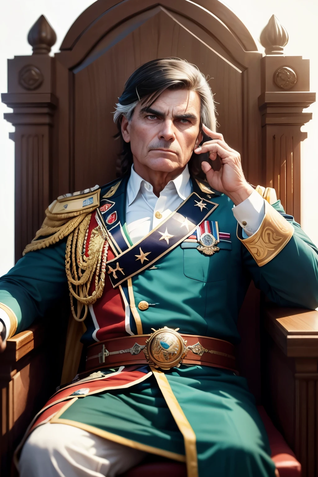 Bolsonaro, Velhote, wise old man, enrugado, Imperador, sitting not on the throne, circunstanciado, cinematic light, detalhes intrincados, epics, circunstanciado, Full HD, Foto realista, real facial expressions, Bolsonaro Rosto, ciberpunk 2077, rosto real do bolsonaro