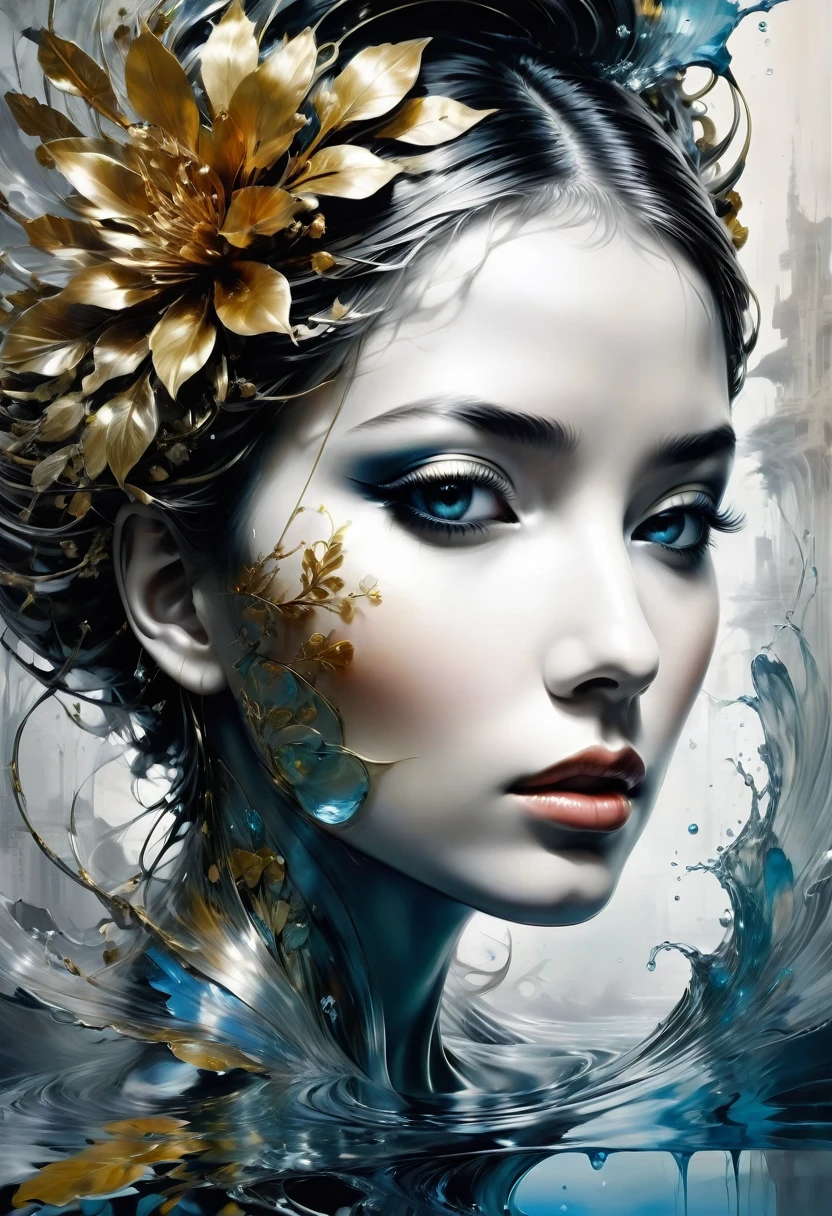 made of liquid metal, by Antonio Mora, best quality, masterpiece, very aesthetic, perfect composition, intricate details, ultra-detailed