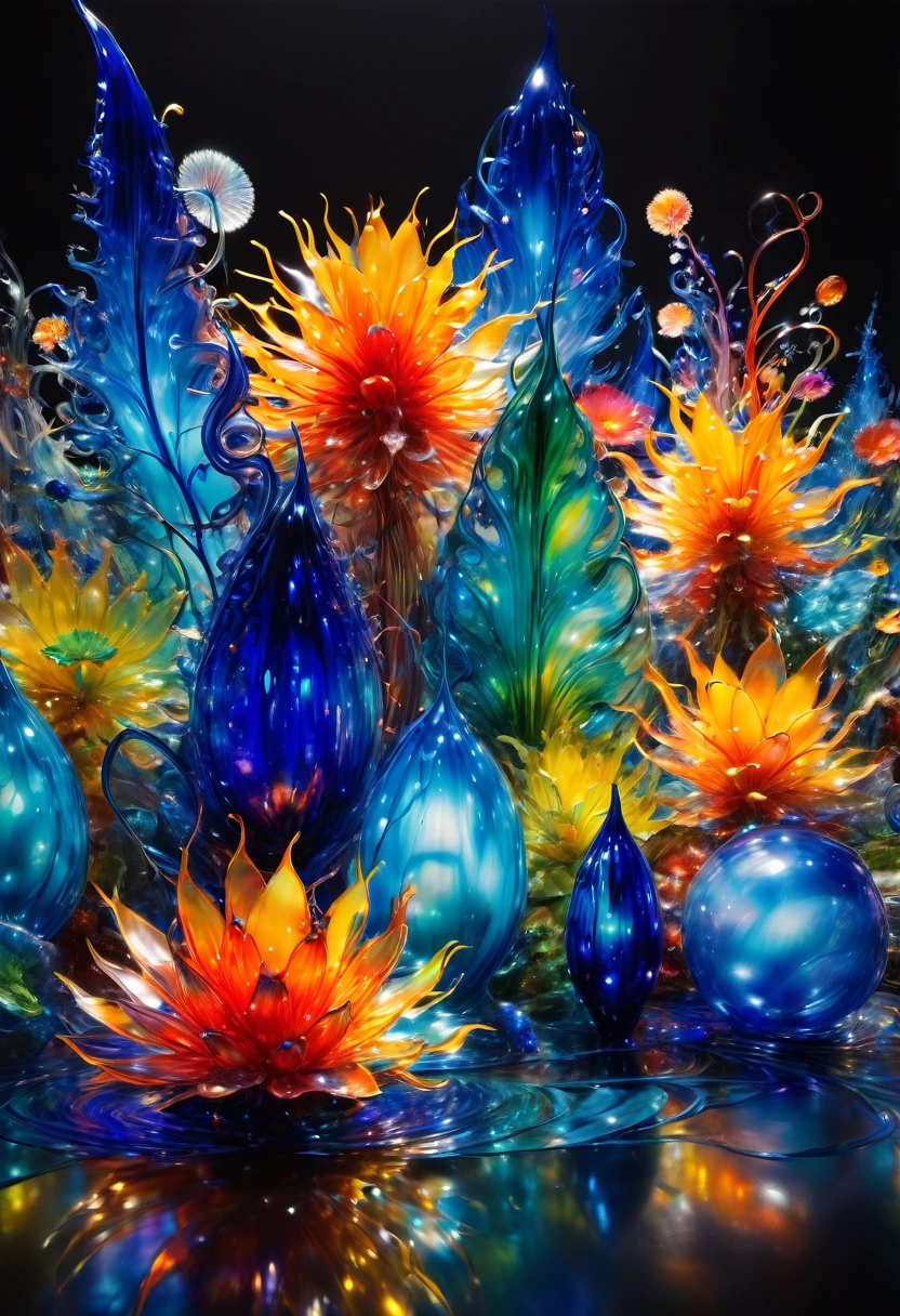 made of liquid metal, by Dale Chihuly, best quality, masterpiece, very aesthetic, perfect composition, intricate details, ultra-detailed
