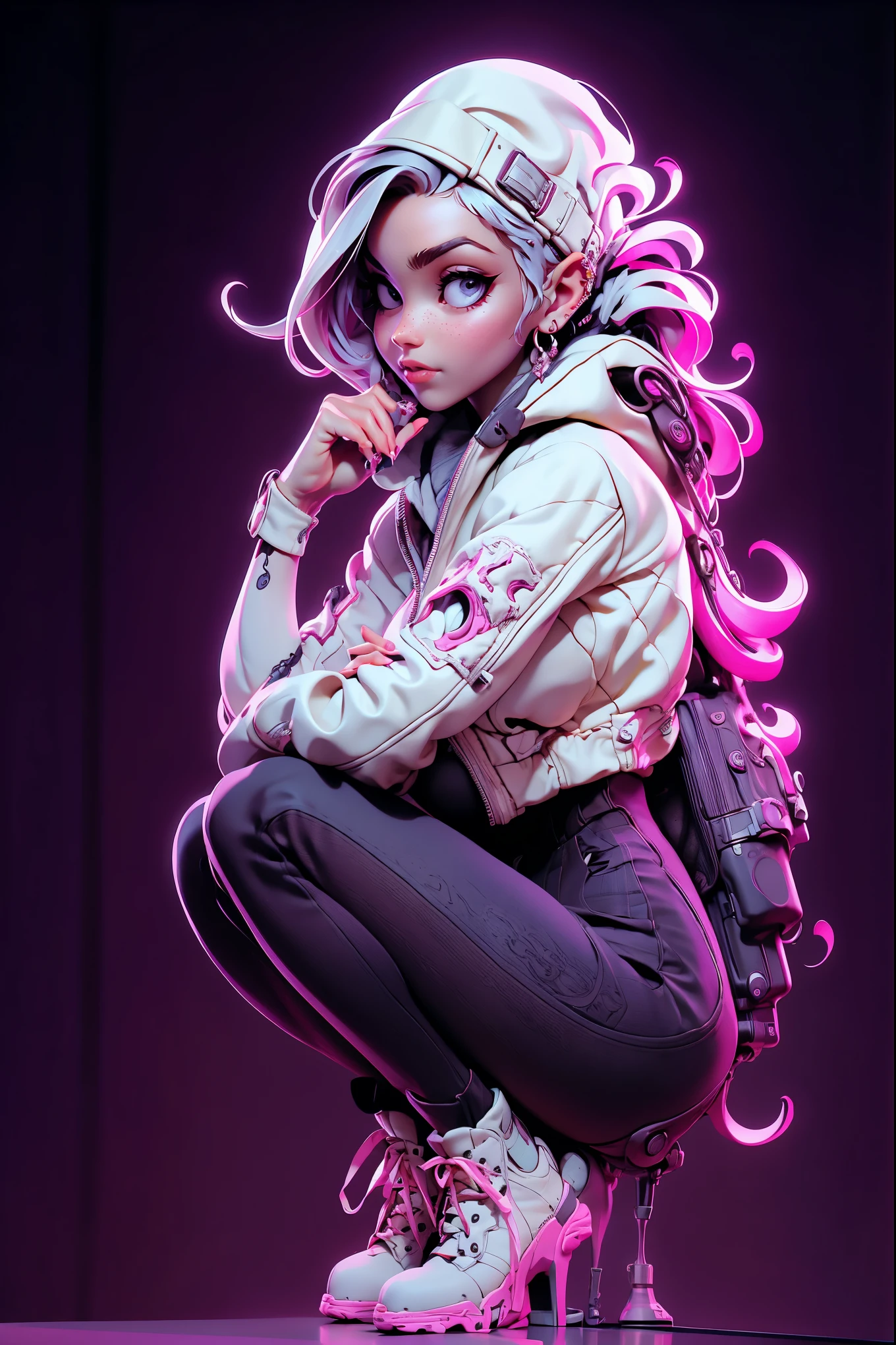 woman squatting by the window, holding a glass of wine, looking out, Cyberpunk world