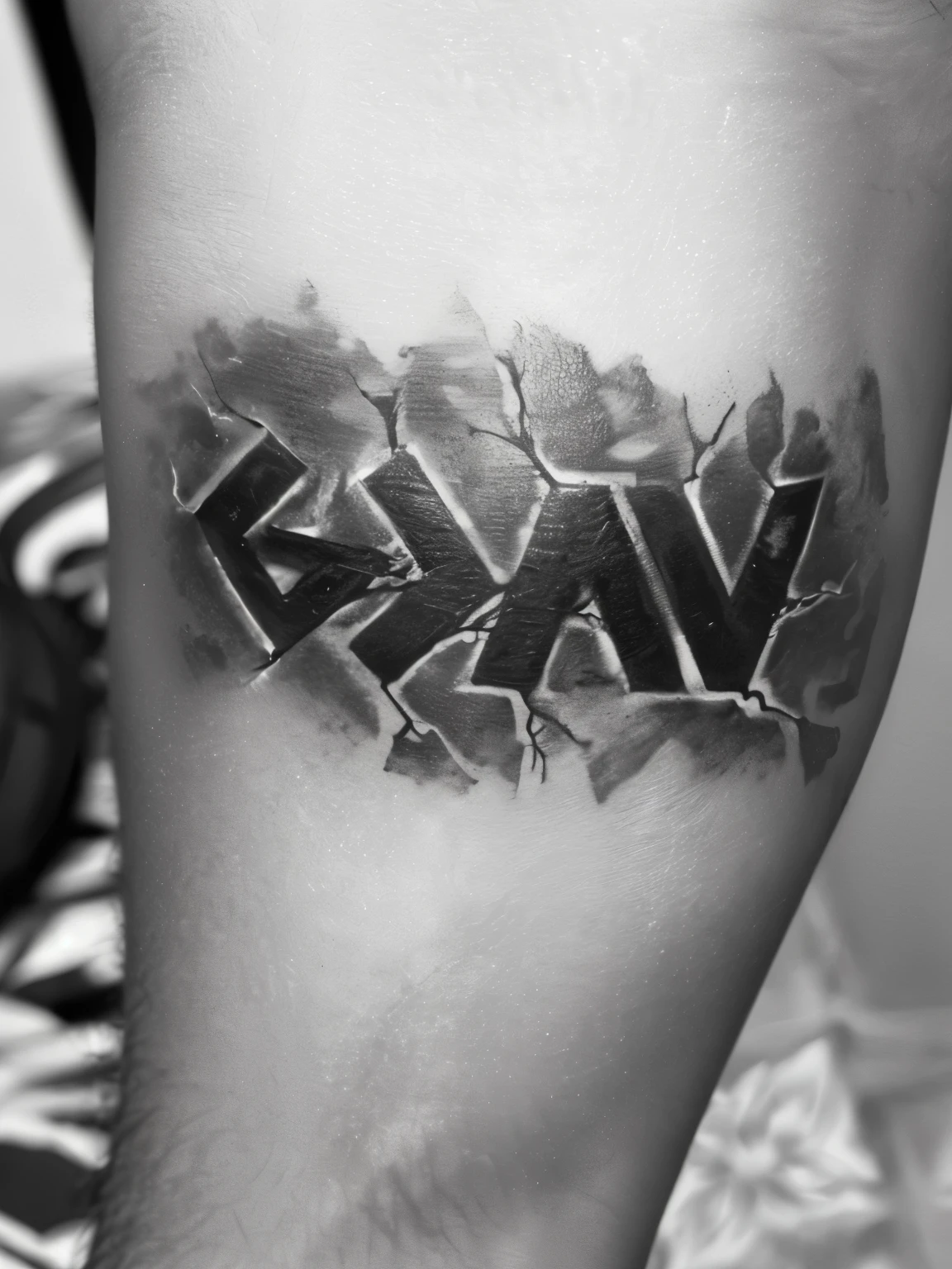 enhance this tattoo to a black and white tattoo  that will become a band on the hand with same meaning which is God is Greater than Highs and Lows