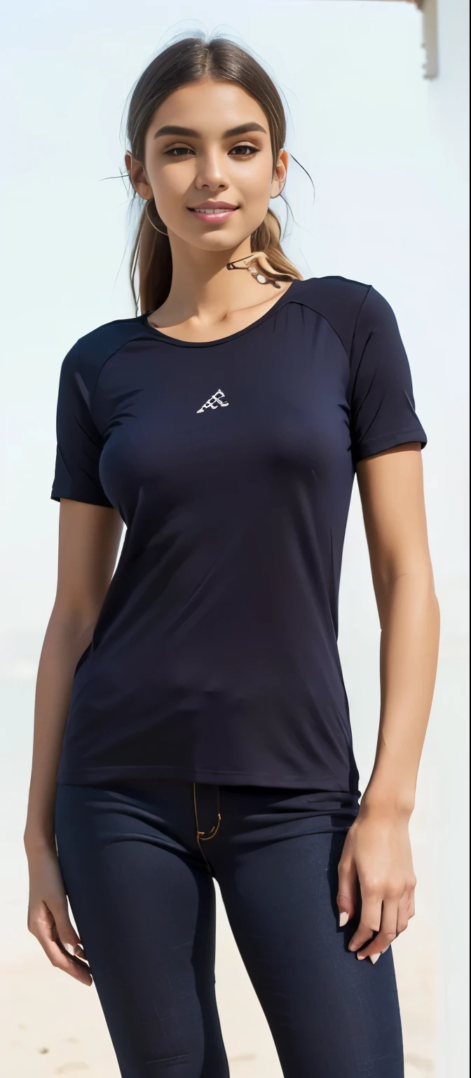 a woman in a top roxo and leggings smiles, violet coloured Camiseta, vestindo camiseta roxa, top roxo, roupas roxas escuras, roupas roxas, roupa roxa, Roupas roxas e pretas, camiseta, Manga curta, camiseta, Camiseta, regata apertada violeta, Visible upper body, camisa apertada, pele roxa escura, com ombreiras