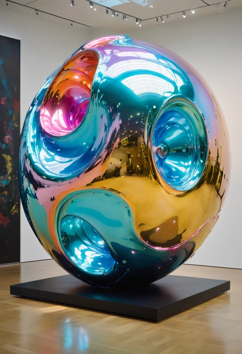 made of liquid metal, by Franz West, best quality, masterpiece, very aesthetic, perfect composition, intricate details, ultra-detailed