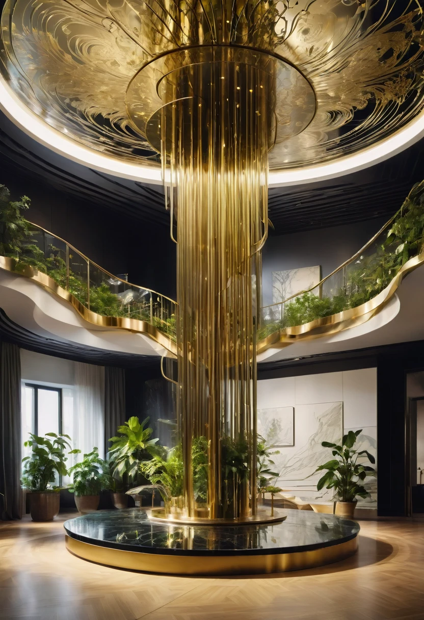 made of liquid metal, by Alvar Aalto, best quality, masterpiece, very aesthetic, perfect composition, intricate details, ultra-detailed