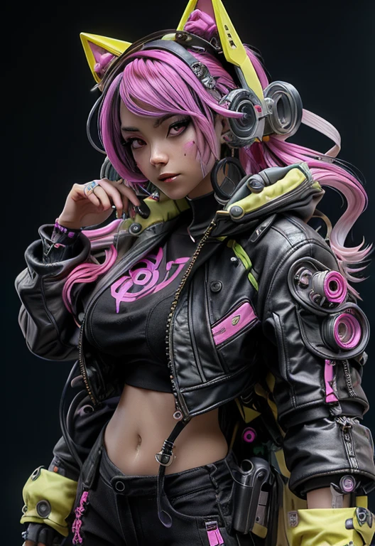 una mujer con cabello rosa sentada encima de una pared, arte cyberpunk de anime, arte de anime ciberpunk, Chica de anime ciberpunk femenina, Chica de anime ciberpunk, cyberpunk dreamy girl, chica ciberpunk, anime ciberpunk, Cyberpunk hermosa chica, arte de anime ciberpunk digital, un cyborg cyberpunk adolescente, neon punk, cyborg joven, arte cyberpunk de alta calidad, Anime cyberpunk moderno, (pechos grandes:1.6)(pechos colgantes: 1.5)(aprietan los senos: 1.3)(bimbo 1.4)(tetas desproporcionadas: 1.4)