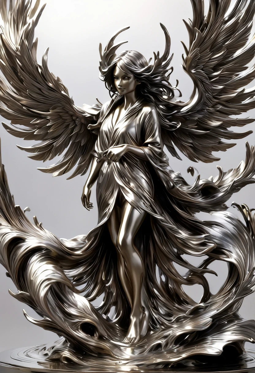 Liquid Metal sculpture, a harpy girl