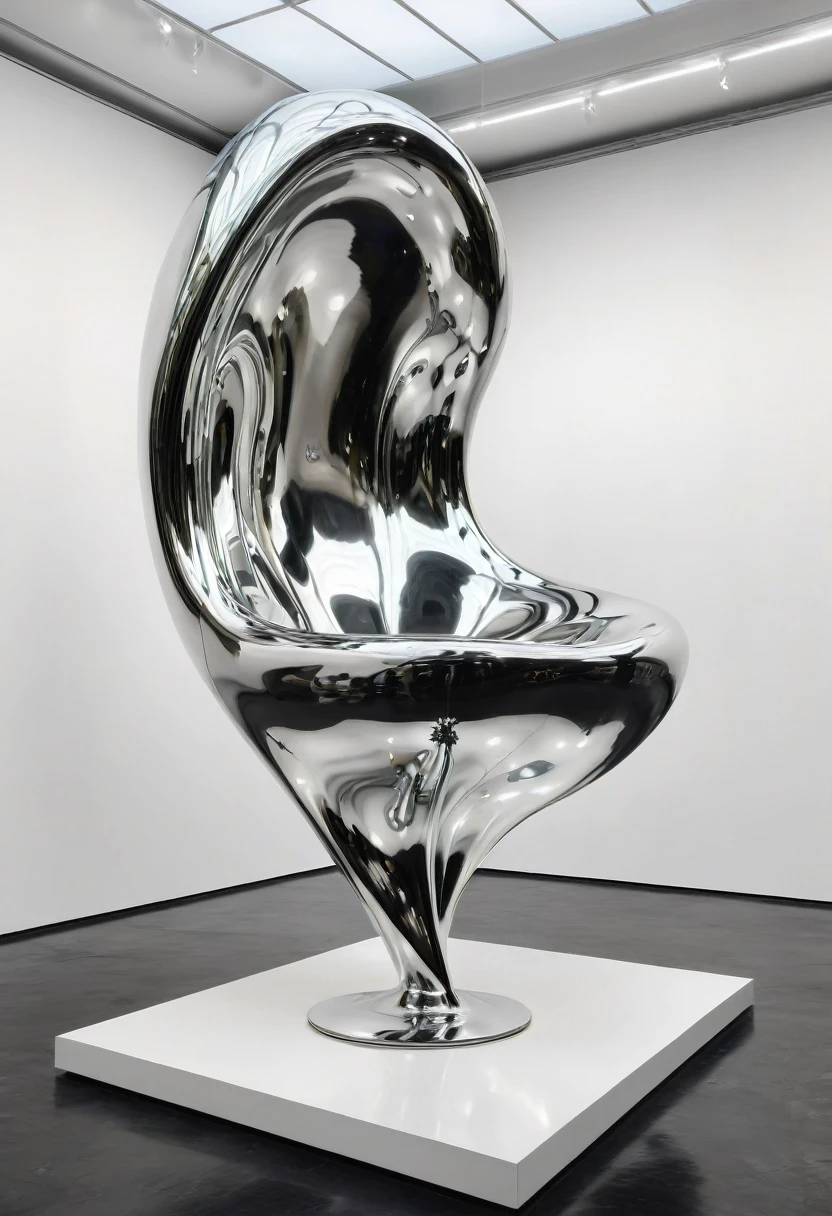 B&W, made of liquid metal, by Franz West, best quality, masterpiece, very aesthetic, perfect composition, intricate details, ultra-detailed