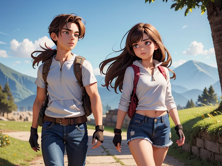 A anime couple sitting under a tree near a cliff in a meadow , seeing a vast blue sky with fluffy clouds and brush strokes , tall grasses stones, , makoto shinkai cyril rolando, anime art wallpaper 4k, anime art wallpaper 4k, animated background, anime art wallpaper 8K, animated background art, Anime Landscape Wallpaper, amazing wallpaper, HD wallpaper, 4k anime wallpaper, 4k anime wallpaper, Aries Moross art,art by Bob Byerley , AshleyWoodArtAI, greg rutkowski, flower, very colourful, flower velly, rabbit near the girl, girl listening music using by headphone