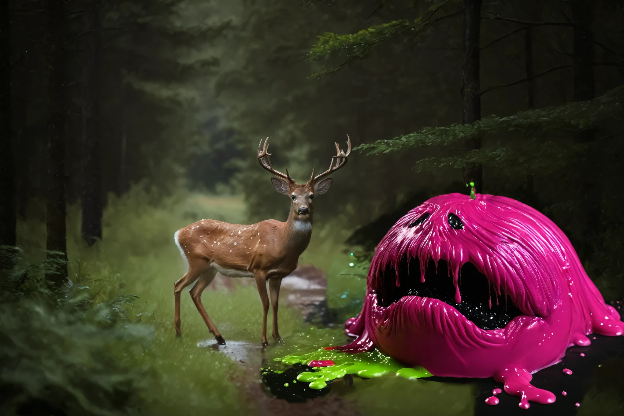 blend the color with the environment, make it bleaker, make it more scary, add slime, (photorealistic:1.8)